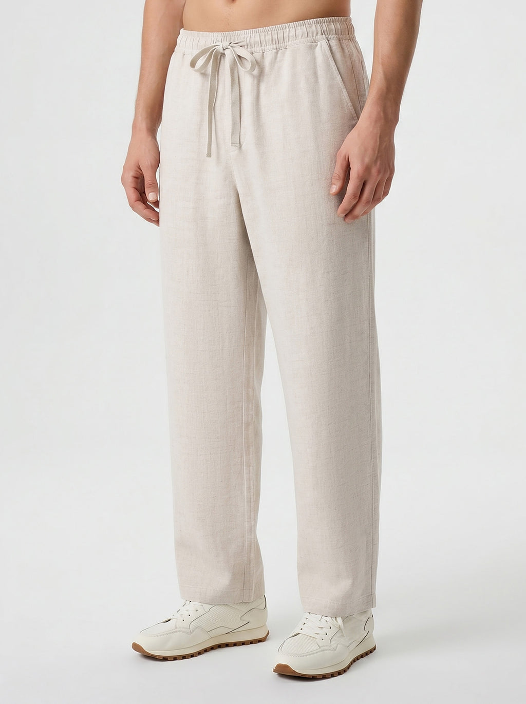 Natural Linen Straight Leg Trousers