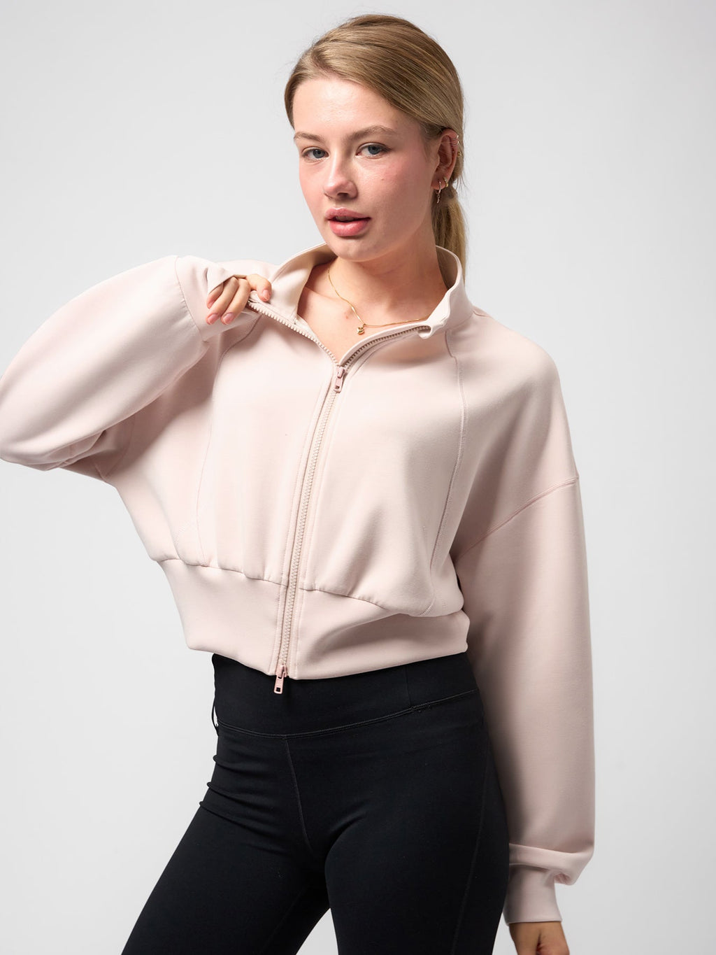 Modal Blend Double Zip Long Sleeve Tee
