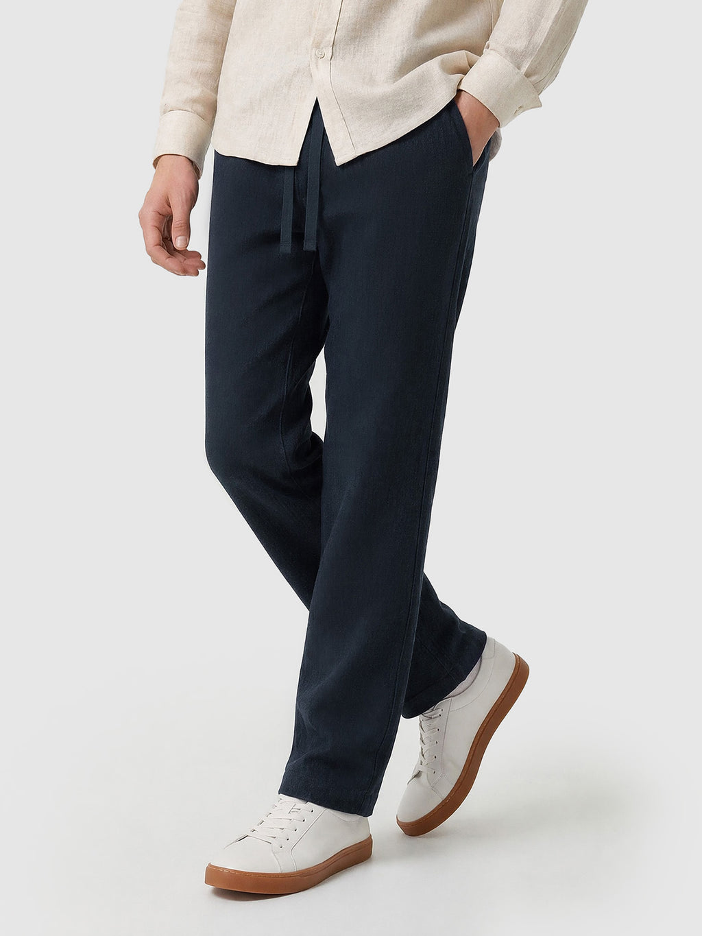 Natural Linen Straight Leg Trousers