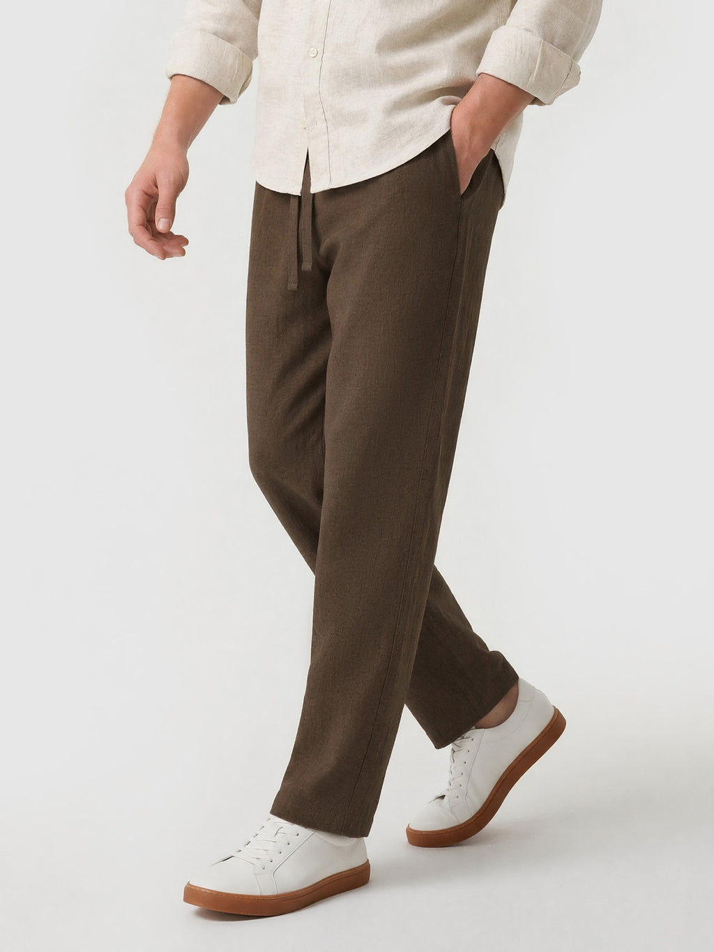 Natural Linen Straight Leg Trousers