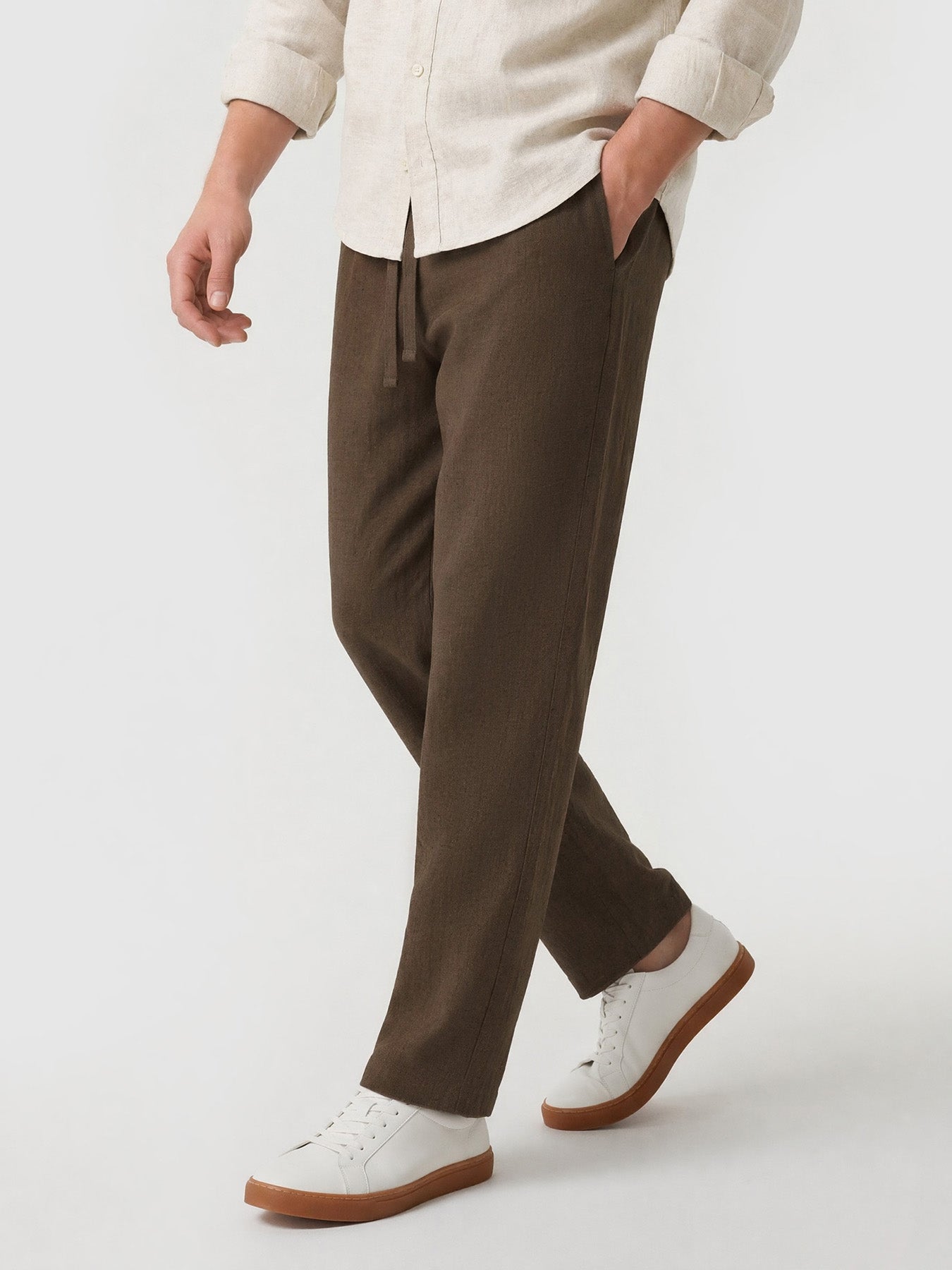 Natural Linen Straight Leg Trousers